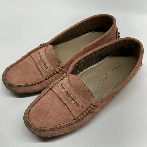 Manolo Blahnik Penny Loafers Shoes Slip On Suede Leather Light Pink Size 38 US 8 - Picture 8 of 13